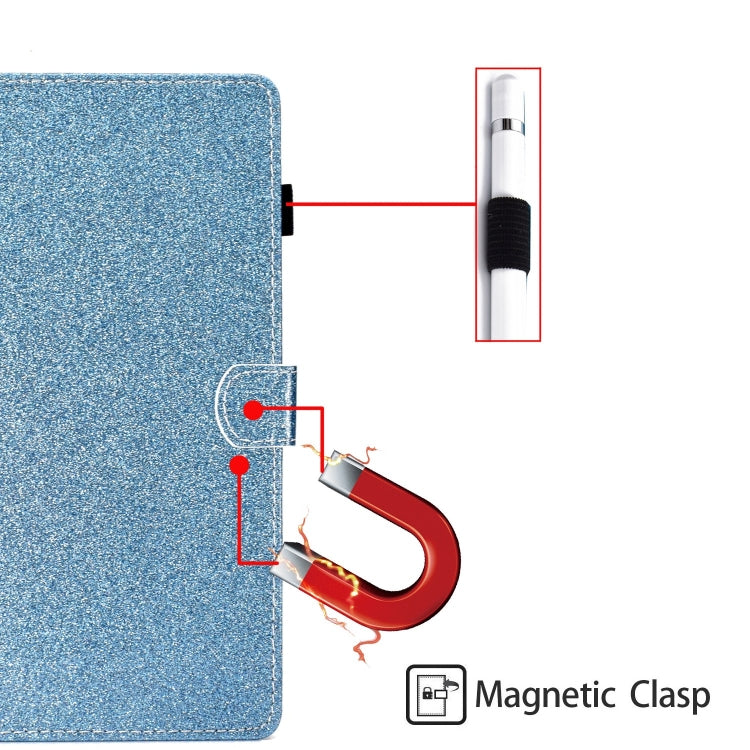 For Lenovo Tab P12 2023 / TB370FU Varnish Glitter Powder Smart Leather Tablet Case(Blue) - Lenovo by PMC TechLife | Online Shopping South Africa | PMC TechLife | Buy Now Pay Later Mobicred