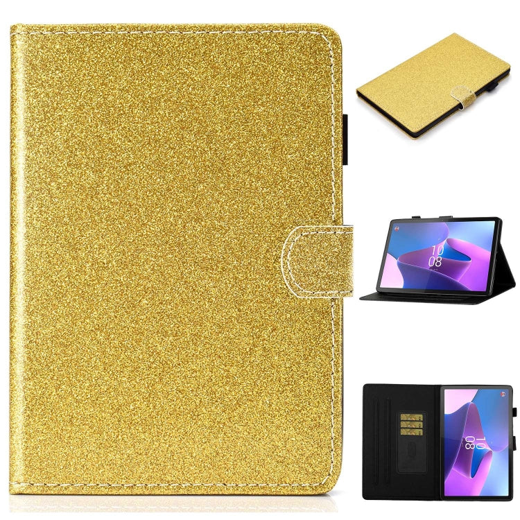For Lenovo Tab P12 2023 / TB370FU Varnish Glitter Powder Smart Leather Tablet Case(Yellow) - Lenovo by PMC TechLife | Online Shopping South Africa | PMC TechLife | Buy Now Pay Later Mobicred