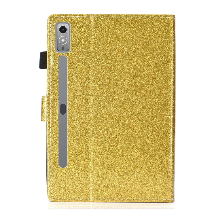 For Lenovo Tab P12 2023 / TB370FU Varnish Glitter Powder Smart Leather Tablet Case(Yellow) - Lenovo by PMC TechLife | Online Shopping South Africa | PMC TechLife | Buy Now Pay Later Mobicred