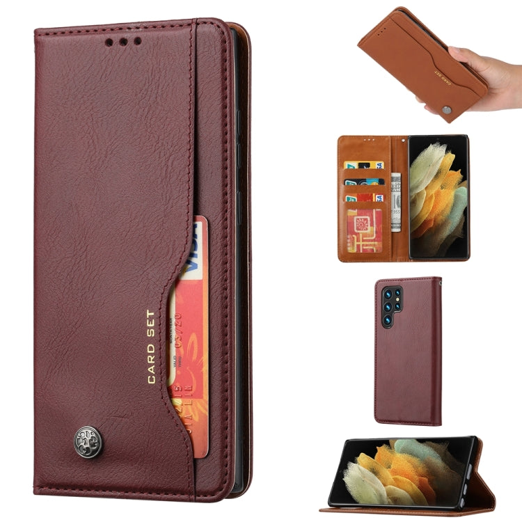 For Samsung Galaxy S25 Ultra 5G Knead Skin Texture Flip Leather Phone Case(Wine Red) - Galaxy S25 Ultra 5G Cases by PMC Jewellery | Online Shopping South Africa | PMC Jewellery | Buy Now Pay Later Mobicred