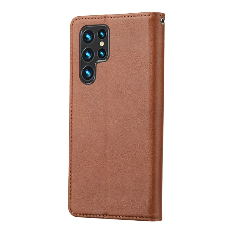 For Samsung Galaxy S25 Ultra 5G Knead Skin Texture Flip Leather Phone Case(Brown) - Galaxy S25 Ultra 5G Cases by PMC Jewellery | Online Shopping South Africa | PMC Jewellery | Buy Now Pay Later Mobicred