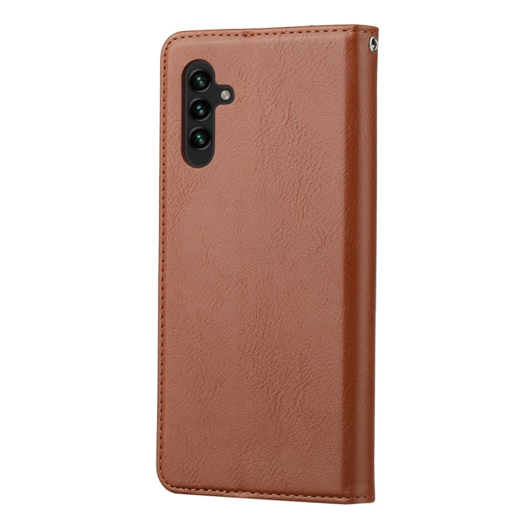 For Samsung Galaxy S25 5G Knead Skin Texture Flip Leather Phone Case(Brown) - Galaxy S25 5G Cases by PMC Jewellery | Online Shopping South Africa | PMC Jewellery | Buy Now Pay Later Mobicred
