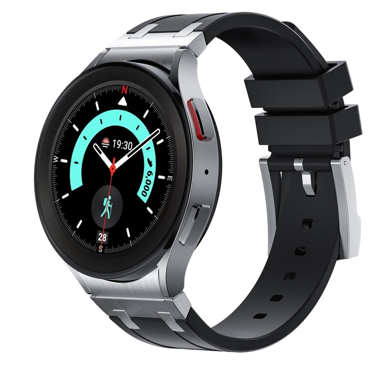 For Samsung Galaxy watch 4 / 5 / 6 AP Series Liquid Silicone Watch Band(Silver Black) - Watch Bands by PMC TechLife | Online Shopping South Africa | PMC TechLife