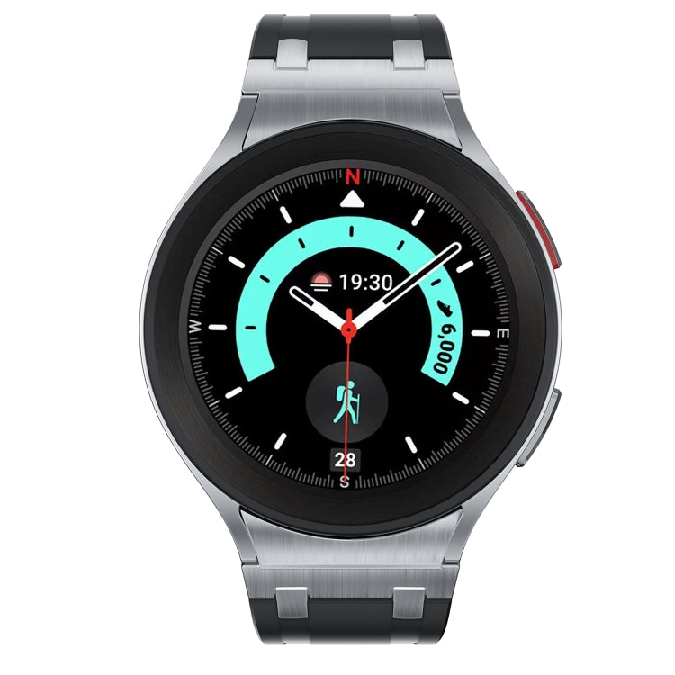For Samsung Galaxy watch 4 / 5 / 6 AP Series Liquid Silicone Watch Band(Silver Black) - Watch Bands by PMC TechLife | Online Shopping South Africa | PMC TechLife