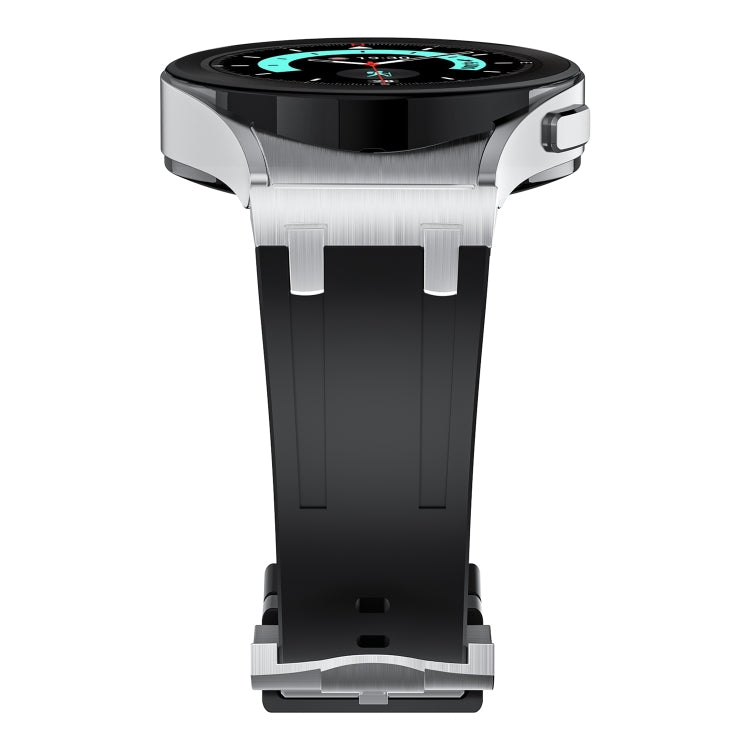 For Samsung Galaxy watch 4 / 5 / 6 AP Series Liquid Silicone Watch Band(Silver Black) - Watch Bands by PMC TechLife | Online Shopping South Africa | PMC TechLife