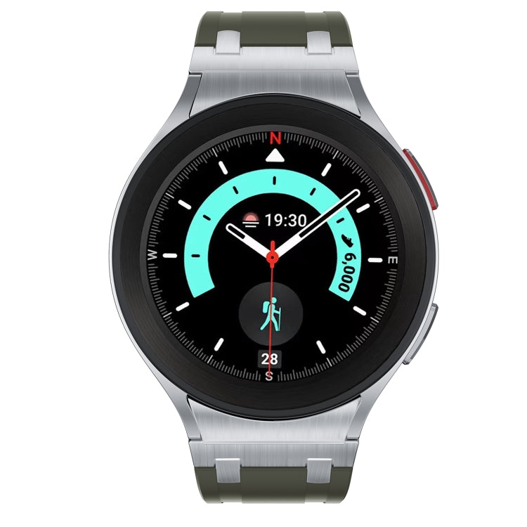 For Samsung Galaxy watch 4 / 5 / 6 AP Series Liquid Silicone Watch Band(Silver Green) - Watch Bands by PMC TechLife | Online Shopping South Africa | PMC TechLife
