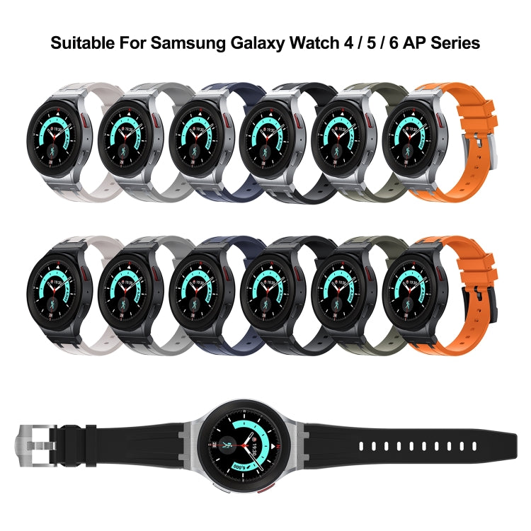 For Samsung Galaxy watch 4 / 5 / 6 AP Series Liquid Silicone Watch Band(Silver Black) - Watch Bands by PMC TechLife | Online Shopping South Africa | PMC TechLife