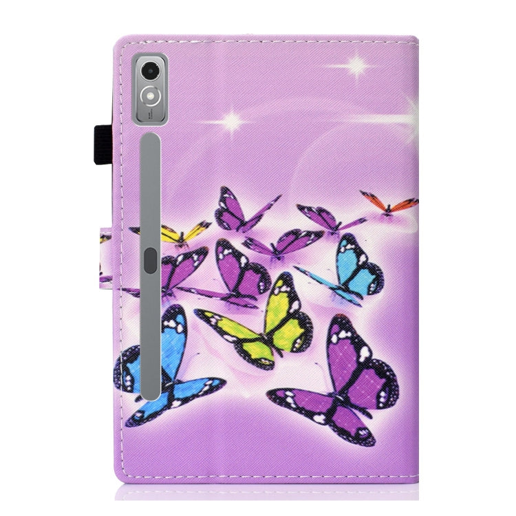 For Lenovo Tab P12 2023 / TB370FU Coloured Drawing Stitching Smart Leather Tablet Case(Butterfly) - Lenovo by PMC TechLife | Online Shopping South Africa | PMC TechLife | Buy Now Pay Later Mobicred