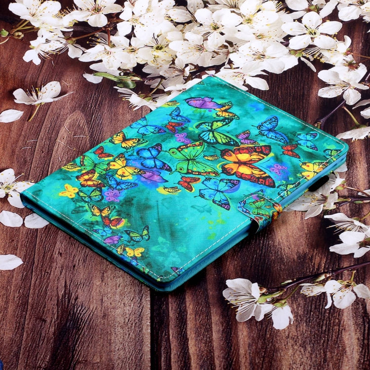 For Lenovo Tab P12 2023 / TB370FU Coloured Drawing Stitching Smart Leather Tablet Case(Green Butterfly) - Lenovo by PMC TechLife | Online Shopping South Africa | PMC TechLife | Buy Now Pay Later Mobicred