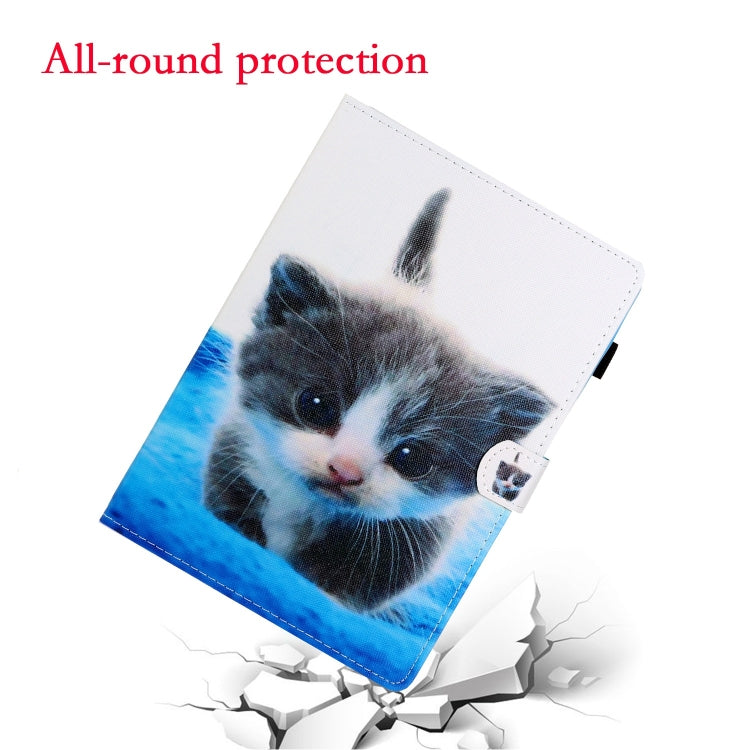 For Lenovo Tab P12 2023 / TB370FU Coloured Drawing Stitching Smart Leather Tablet Case(Blue White Cat) - Lenovo by PMC TechLife | Online Shopping South Africa | PMC TechLife | Buy Now Pay Later Mobicred
