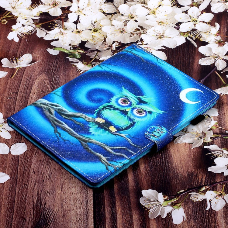 For Lenovo Tab P12 2023 / TB370FU Coloured Drawing Stitching Smart Leather Tablet Case(Moon Owl) - Lenovo by PMC TechLife | Online Shopping South Africa | PMC TechLife | Buy Now Pay Later Mobicred