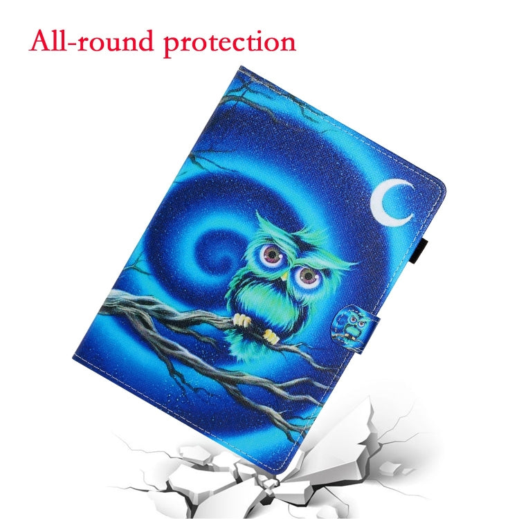 For Lenovo Tab P12 2023 / TB370FU Coloured Drawing Stitching Smart Leather Tablet Case(Moon Owl) - Lenovo by PMC TechLife | Online Shopping South Africa | PMC TechLife | Buy Now Pay Later Mobicred