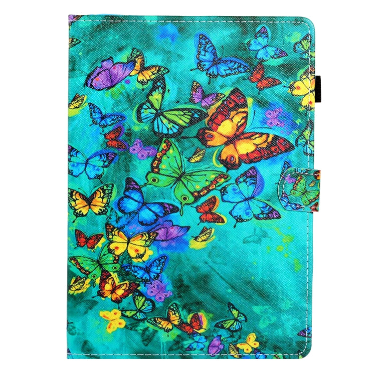 For Lenovo Tab M11/ Xiaoxin Pad 11 2024 Coloured Drawing Stitching Smart Leather Tablet Case(Green Butterfly) - Lenovo by PMC Jewellery | Online Shopping South Africa | PMC Jewellery | Buy Now Pay Later Mobicred