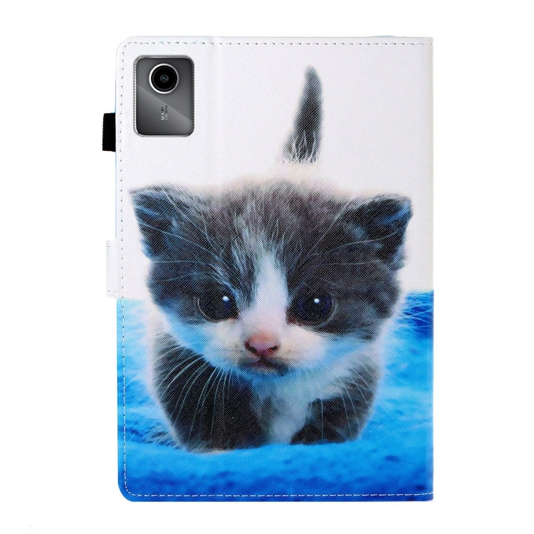 For Lenovo Tab M11/ Xiaoxin Pad 11 2024 Coloured Drawing Stitching Smart Leather Tablet Case(Blue White Cat) - free shipping - PMC Jewellery - Order now!
