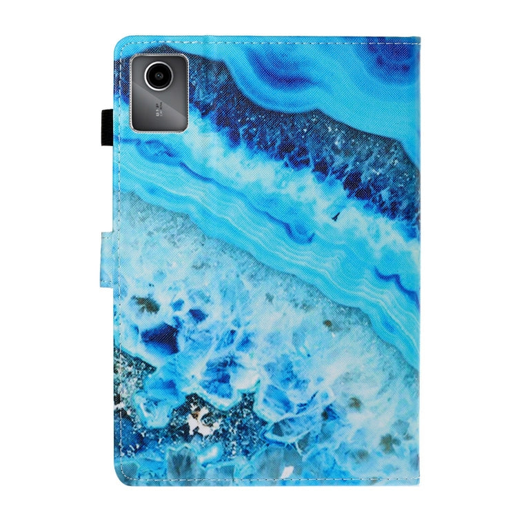 For Lenovo Tab M11/ Xiaoxin Pad 11 2024 Coloured Drawing Stitching Smart Leather Tablet Case(Blue Marble) - Lenovo by PMC Jewellery | Online Shopping South Africa | PMC Jewellery | Buy Now Pay Later Mobicred