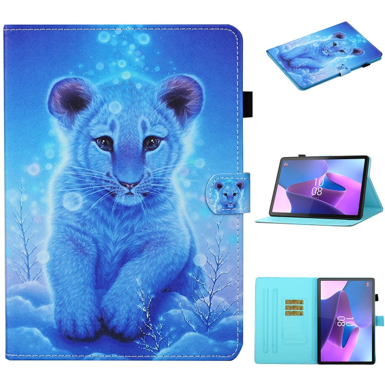 For Lenovo Tab P12 2023 / TB370FU Coloured Drawing Stitching Smart Leather Tablet Case(Little Tiger) - Lenovo by PMC TechLife | Online Shopping South Africa | PMC TechLife | Buy Now Pay Later Mobicred