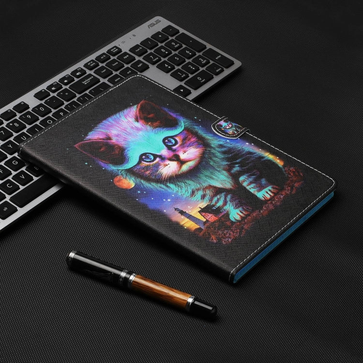 For Lenovo Tab P12 2023 / TB370FU Coloured Drawing Stitching Smart Leather Tablet Case(Night Cat) - Lenovo by PMC TechLife | Online Shopping South Africa | PMC TechLife | Buy Now Pay Later Mobicred