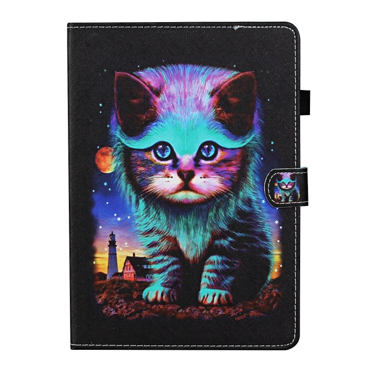 For Lenovo Tab P12 2023 / TB370FU Coloured Drawing Stitching Smart Leather Tablet Case(Night Cat) - Lenovo by PMC TechLife | Online Shopping South Africa | PMC TechLife | Buy Now Pay Later Mobicred