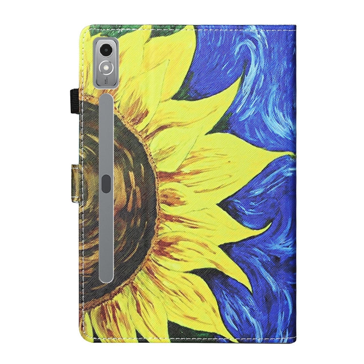 For Lenovo Tab P12 2023 / TB370FU Coloured Drawing Stitching Smart Leather Tablet Case(Sunflower) - Lenovo by PMC TechLife | Online Shopping South Africa | PMC TechLife | Buy Now Pay Later Mobicred