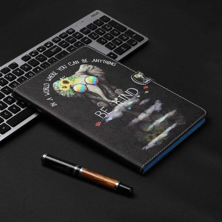 For Lenovo Tab M11/ Xiaoxin Pad 11 2024 Coloured Drawing Stitching Smart Leather Tablet Case(Glasses Elephant) - Lenovo by PMC Jewellery | Online Shopping South Africa | PMC Jewellery | Buy Now Pay Later Mobicred