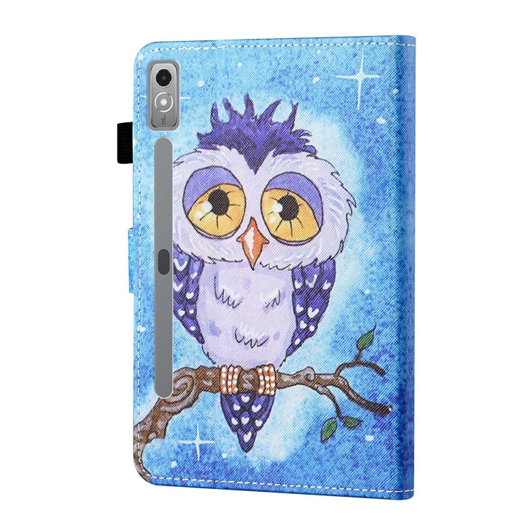 For Lenovo Tab P12 2023 / TB370FU Coloured Drawing Stitching Smart Leather Tablet Case(Blue Owl) - Lenovo by PMC TechLife | Online Shopping South Africa | PMC TechLife | Buy Now Pay Later Mobicred
