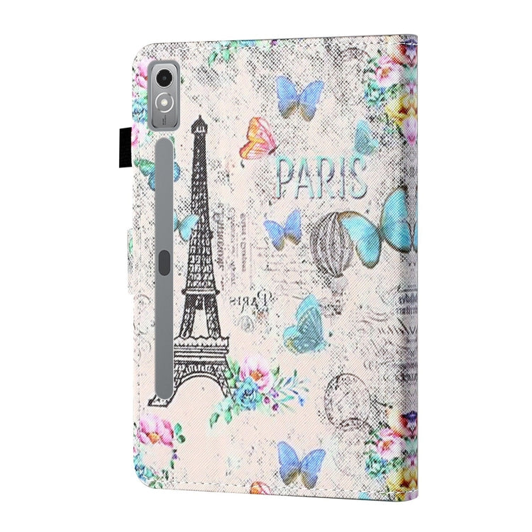 For Lenovo Tab P12 2023 / TB370FU Coloured Drawing Stitching Smart Leather Tablet Case(Tower Butterflies) - Lenovo by PMC TechLife | Online Shopping South Africa | PMC TechLife | Buy Now Pay Later Mobicred