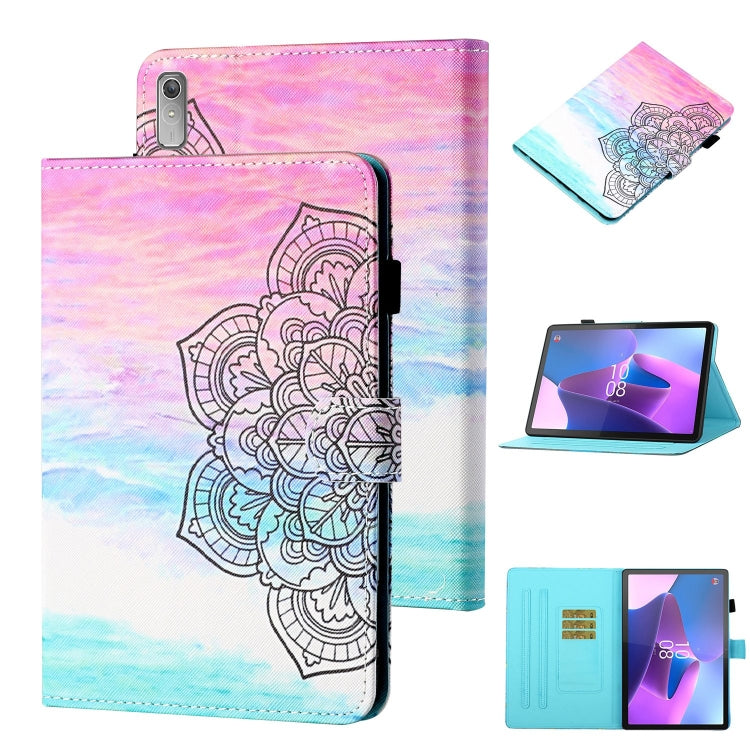 For Lenovo Tab P12 2023 / TB370FU Coloured Drawing Stitching Smart Leather Tablet Case(Colorful Mandala) - Lenovo by PMC TechLife | Online Shopping South Africa | PMC TechLife | Buy Now Pay Later Mobicred