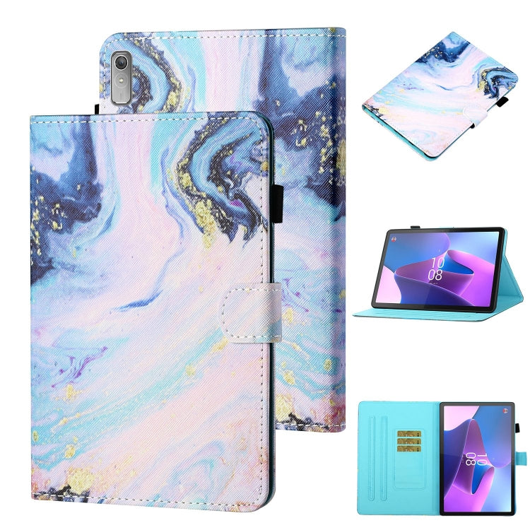 For Lenovo Tab P12 2023 / TB370FU Coloured Drawing Stitching Smart Leather Tablet Case(Quicksand) - Lenovo by PMC TechLife | Online Shopping South Africa | PMC TechLife | Buy Now Pay Later Mobicred