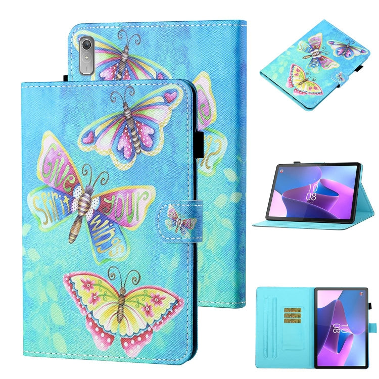 For Lenovo Tab P12 2023 / TB370FU Coloured Drawing Stitching Smart Leather Tablet Case(Colorful Butterflies) - Lenovo by PMC TechLife | Online Shopping South Africa | PMC TechLife | Buy Now Pay Later Mobicred