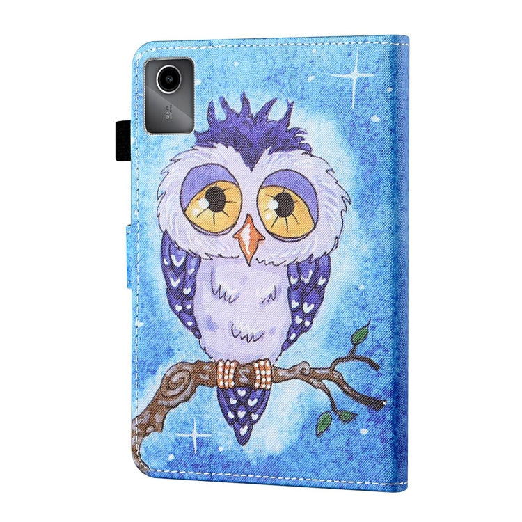 For Lenovo Tab M11/ Xiaoxin Pad 11 2024 Coloured Drawing Stitching Smart Leather Tablet Case(Blue Owl) - Lenovo by PMC Jewellery | Online Shopping South Africa | PMC Jewellery | Buy Now Pay Later Mobicred