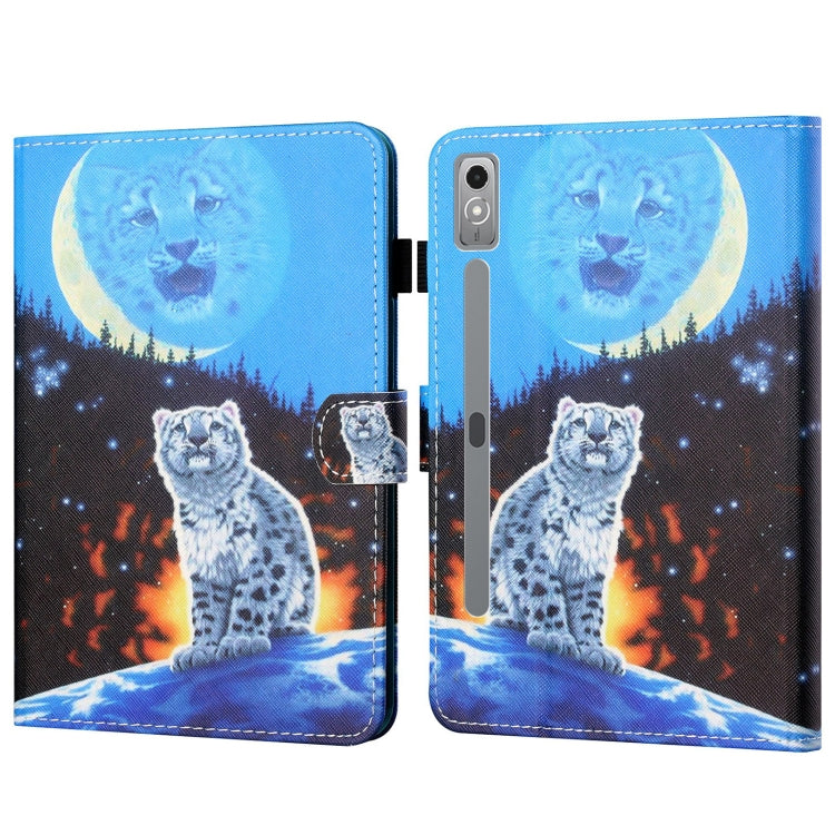 For Lenovo Tab P12 2023 / TB370FU Coloured Drawing Stitching Smart Leather Tablet Case(Double Shadow Tiger) - Lenovo by PMC TechLife | Online Shopping South Africa | PMC TechLife | Buy Now Pay Later Mobicred