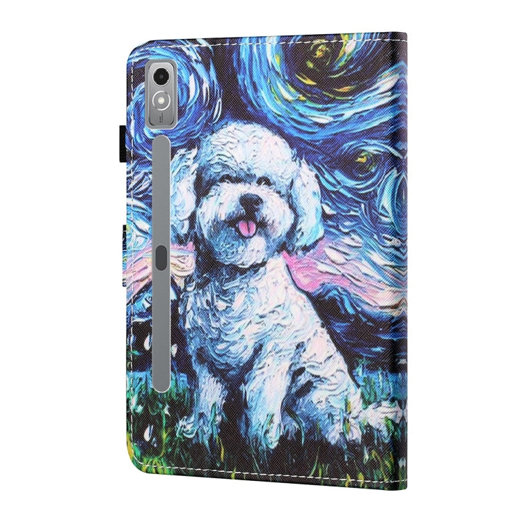 For Lenovo Tab P12 2023 / TB370FU Coloured Drawing Stitching Smart Leather Tablet Case(Oil Painting Dog) - Lenovo by PMC TechLife | Online Shopping South Africa | PMC TechLife | Buy Now Pay Later Mobicred