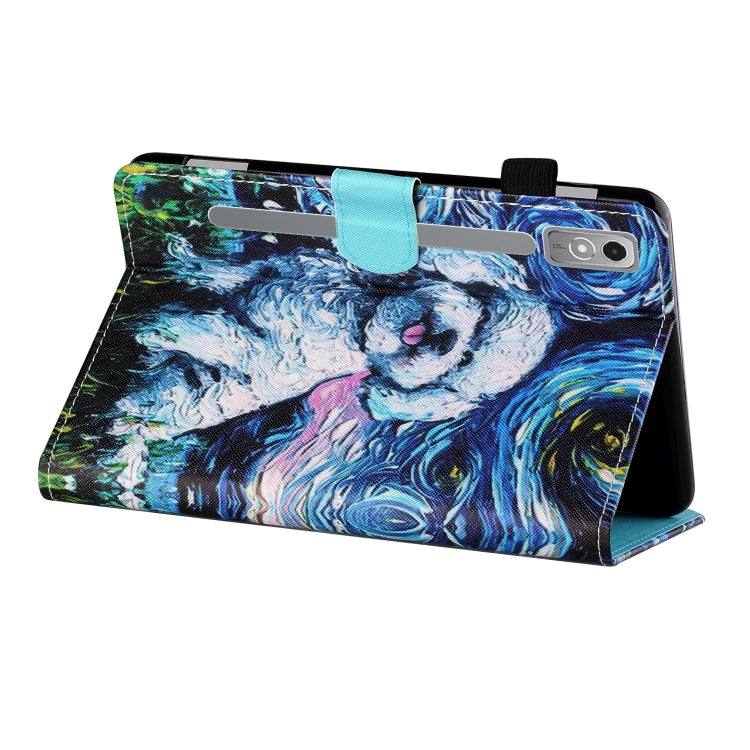 For Lenovo Tab P12 2023 / TB370FU Coloured Drawing Stitching Smart Leather Tablet Case(Oil Painting Dog) - Lenovo by PMC TechLife | Online Shopping South Africa | PMC TechLife | Buy Now Pay Later Mobicred