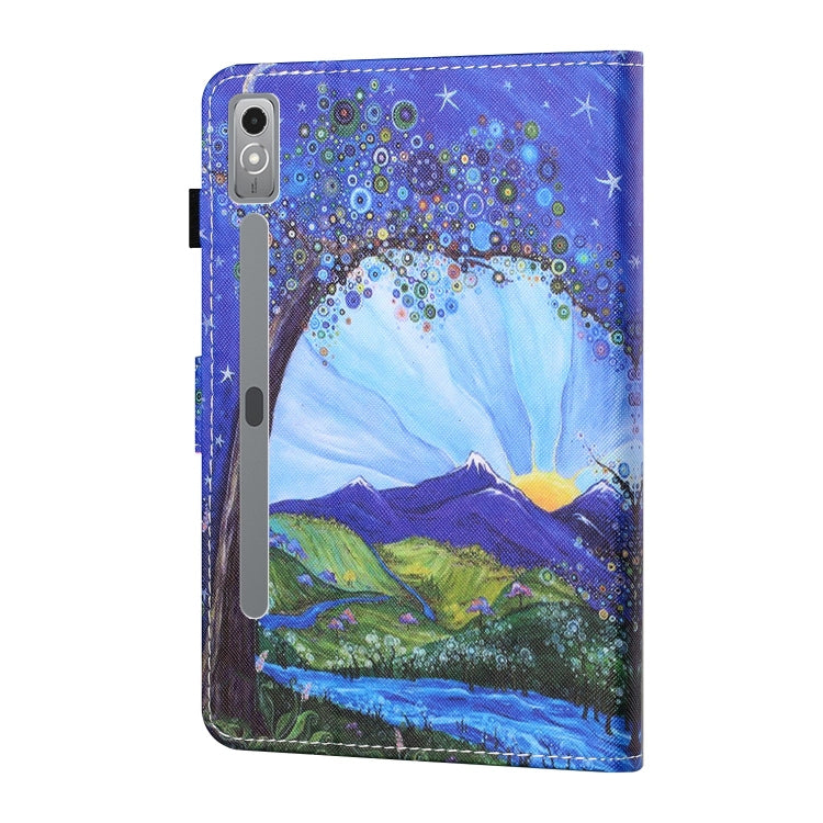 For Lenovo Tab P12 2023 / TB370FU Coloured Drawing Stitching Smart Leather Tablet Case(Sunrise and Tree) - Lenovo by PMC TechLife | Online Shopping South Africa | PMC TechLife | Buy Now Pay Later Mobicred