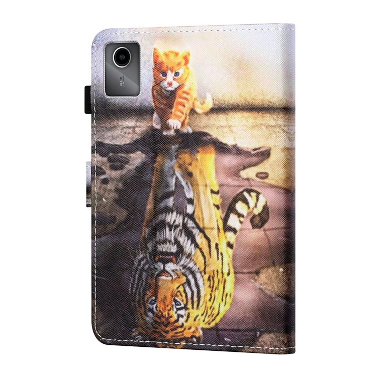 For Lenovo Tab M11/ Xiaoxin Pad 11 2024 Coloured Drawing Stitching Smart Leather Tablet Case(Cat and Tiger) - Lenovo by PMC Jewellery | Online Shopping South Africa | PMC Jewellery | Buy Now Pay Later Mobicred