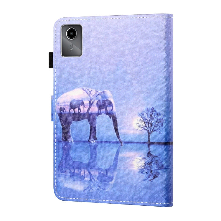 For Lenovo Tab M11/ Xiaoxin Pad 11 2024 Coloured Drawing Stitching Smart Leather Tablet Case(Tree and Elephant) - Lenovo by PMC Jewellery | Online Shopping South Africa | PMC Jewellery | Buy Now Pay Later Mobicred