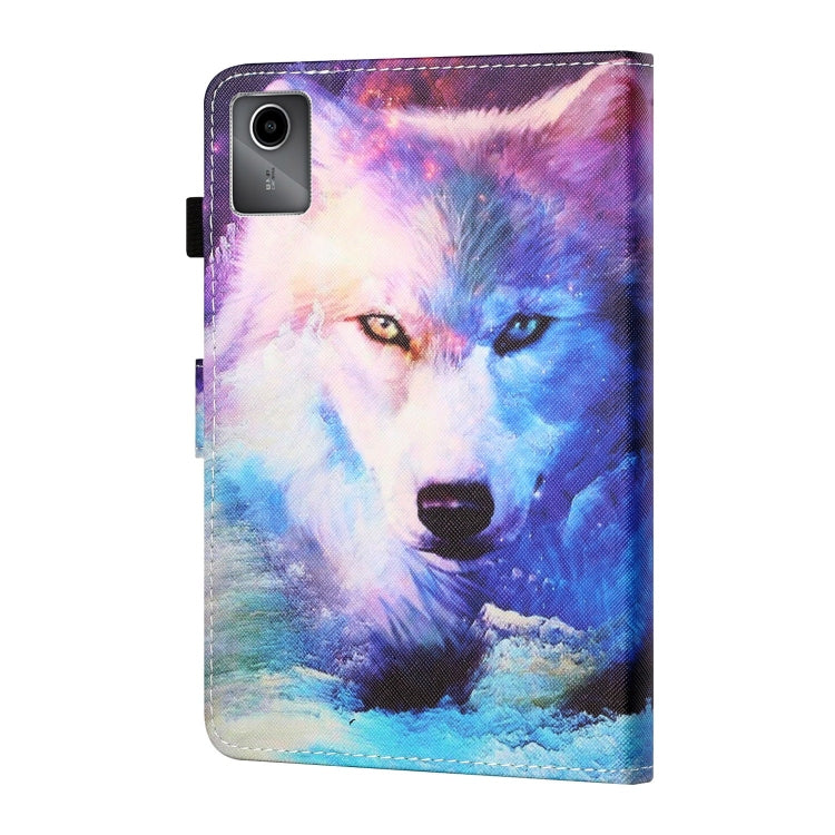 For Lenovo Tab M11/ Xiaoxin Pad 11 2024 Coloured Drawing Stitching Smart Leather Tablet Case(Wolf) - Lenovo by PMC Jewellery | Online Shopping South Africa | PMC Jewellery | Buy Now Pay Later Mobicred