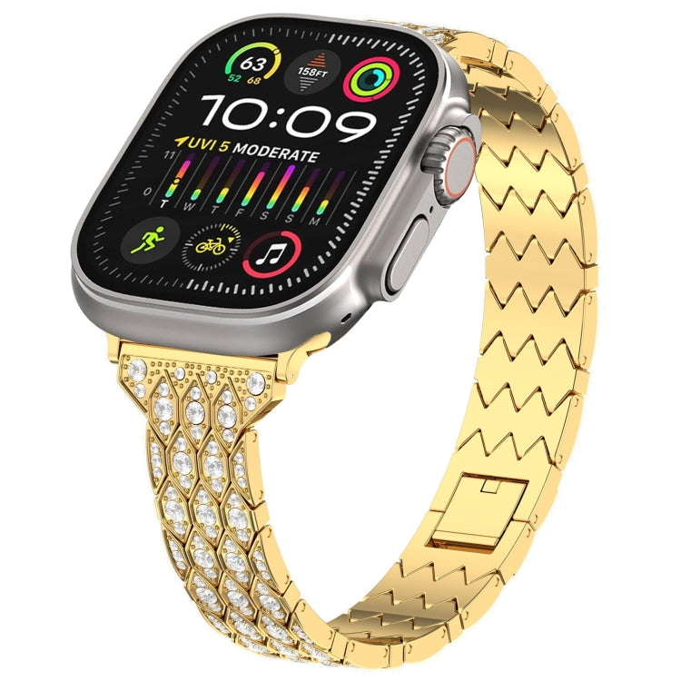 For Apple Watch Ultra 2 49mm Devil Eye Diamond Bracelet Metal Watch Band(Gold) - Watch Bands by PMC TechLife | Online Shopping South Africa | PMC TechLife