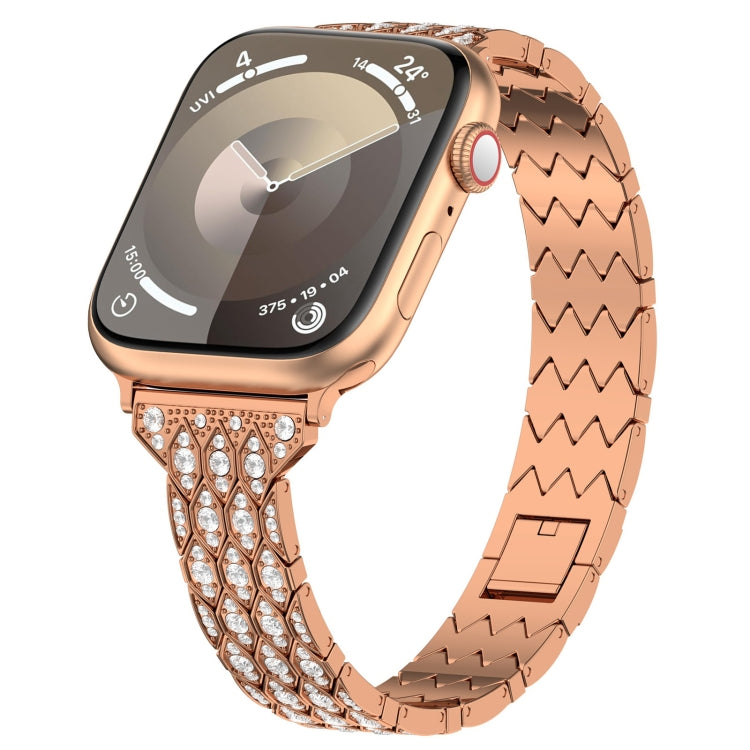 For Apple Watch Series 9 41mm Devil Eye Diamond Bracelet Metal Watch Band(Rose Gold) - Watch Bands by PMC TechLife | Online Shopping South Africa | PMC TechLife