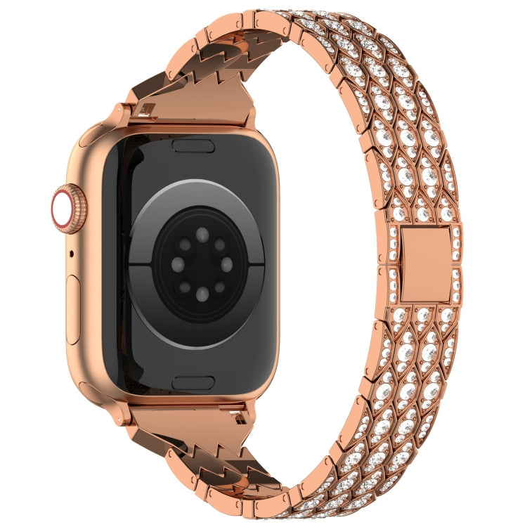 For Apple Watch Series 9 41mm Devil Eye Diamond Bracelet Metal Watch Band(Rose Gold) - Watch Bands by PMC TechLife | Online Shopping South Africa | PMC TechLife