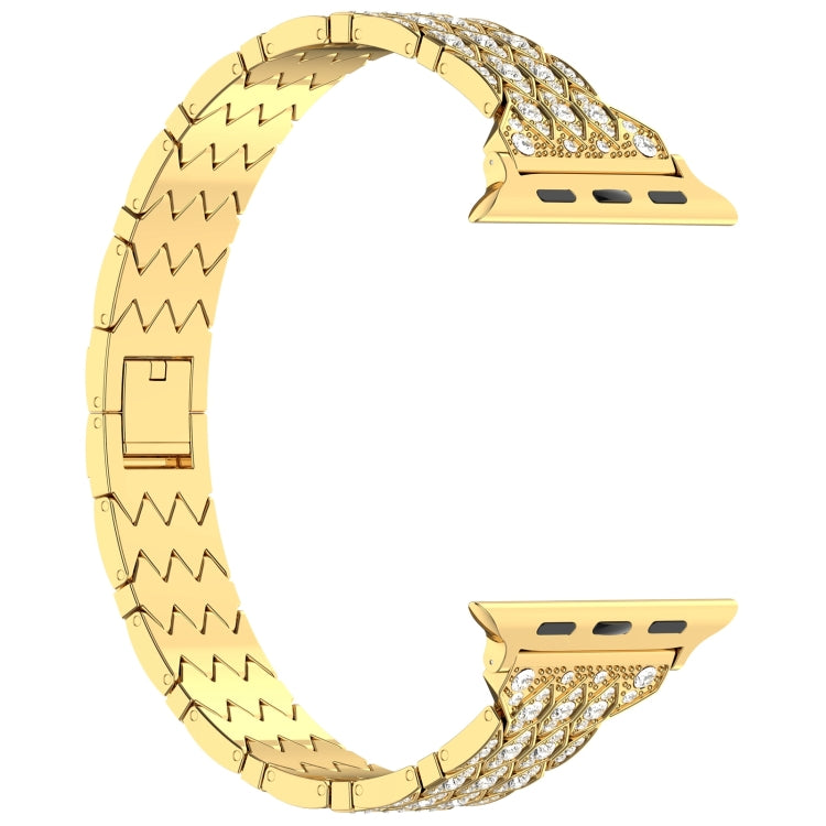 For Apple Watch Series 8 45mm Devil Eye Diamond Bracelet Metal Watch Band(Gold) - Watch Bands by PMC TechLife | Online Shopping South Africa | PMC TechLife