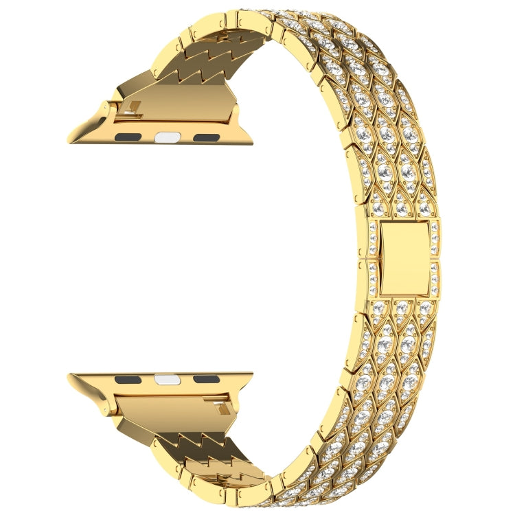For Apple Watch Series 8 45mm Devil Eye Diamond Bracelet Metal Watch Band(Gold) - Watch Bands by PMC TechLife | Online Shopping South Africa | PMC TechLife