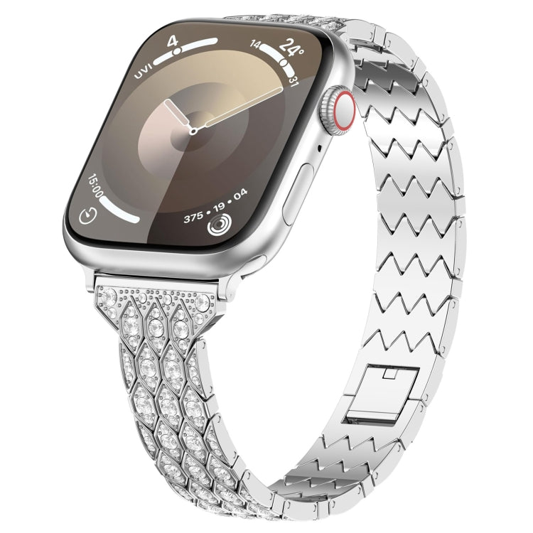 For Apple Watch SE 44mm Devil Eye Diamond Bracelet Metal Watch Band(Silver) - Watch Bands by PMC TechLife | Online Shopping South Africa | PMC TechLife