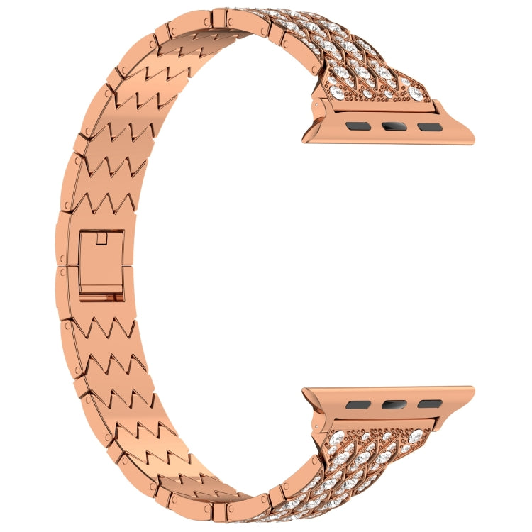 For Apple Watch 38mm Devil Eye Diamond Bracelet Metal Watch Band(Rose Gold) - Watch Bands by PMC TechLife | Online Shopping South Africa | PMC TechLife