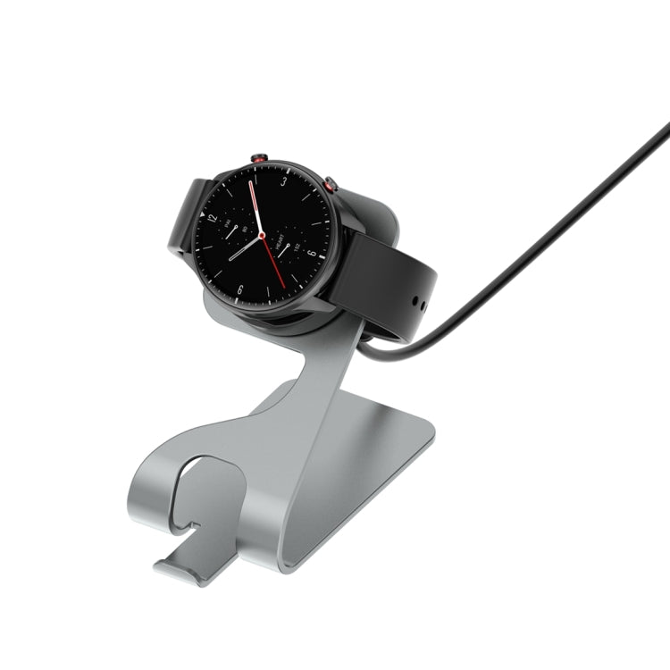 For Amazfit Bip 5 Unity A2324 Portable Magnetic Aluminum Alloy Charger Holder(Grey) - Charger by PMC TechLife | Online Shopping South Africa | PMC TechLife | Buy Now Pay Later Mobicred