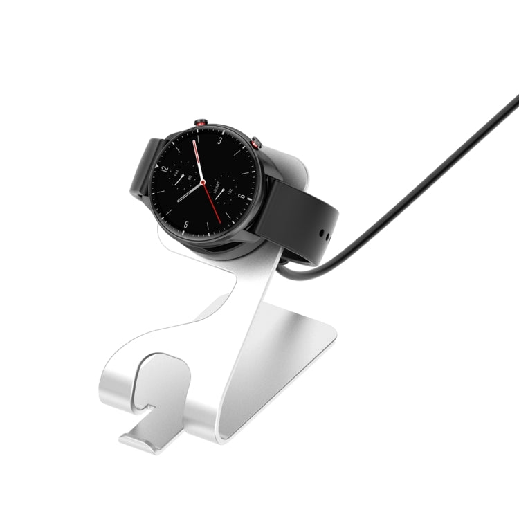For Amazfit Bip 5 Unity A2324 Portable Magnetic Aluminum Alloy Charger Holder(Silver) - Charger by PMC TechLife | Online Shopping South Africa | PMC TechLife | Buy Now Pay Later Mobicred