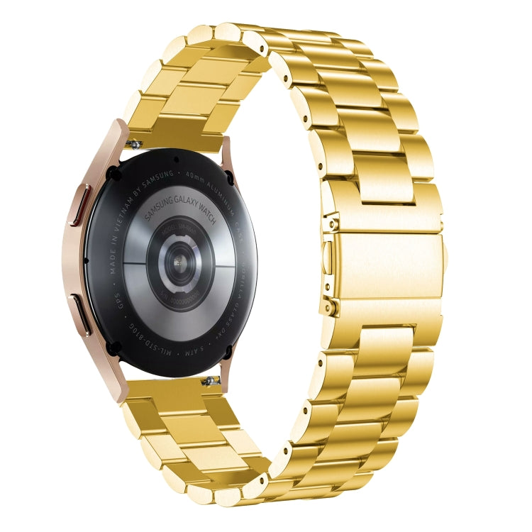 For Samsung Galaxy Watch6 / 6 Classic Flat Head Three-bead Stainless Steel Watch Band(Gold) - free shipping - PMC TechLife - Order now!