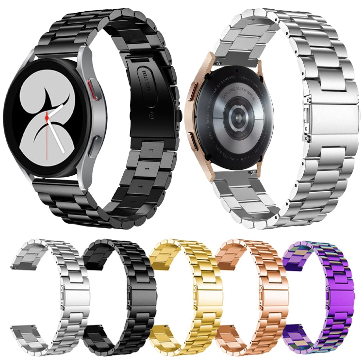 For Samsung Galaxy Watch6 / 6 Classic Flat Head Three-bead Stainless Steel Watch Band(Silver) - Watch Bands by PMC TechLife | Online Shopping South Africa | PMC TechLife