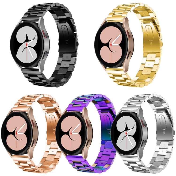 For Samsung Galaxy Watch6 / 6 Classic Flat Head Three-bead Stainless Steel Watch Band(Gold) - free shipping - PMC TechLife - Order now!