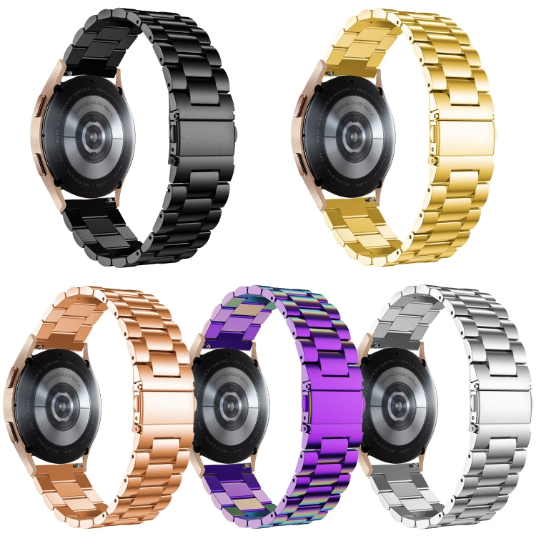 For Samsung Galaxy Watch6 / 6 Classic Flat Head Three-bead Stainless Steel Watch Band(Gold) - free shipping - PMC TechLife - Order now!